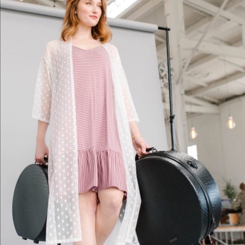 Agnes & Dora Mesh Duster Ivory Dot